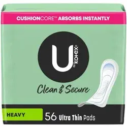 U by Kotex Clean & Secure Heavy Ultra-Thin Feminine Fragrance Free Pads - Unscented - 56ct
