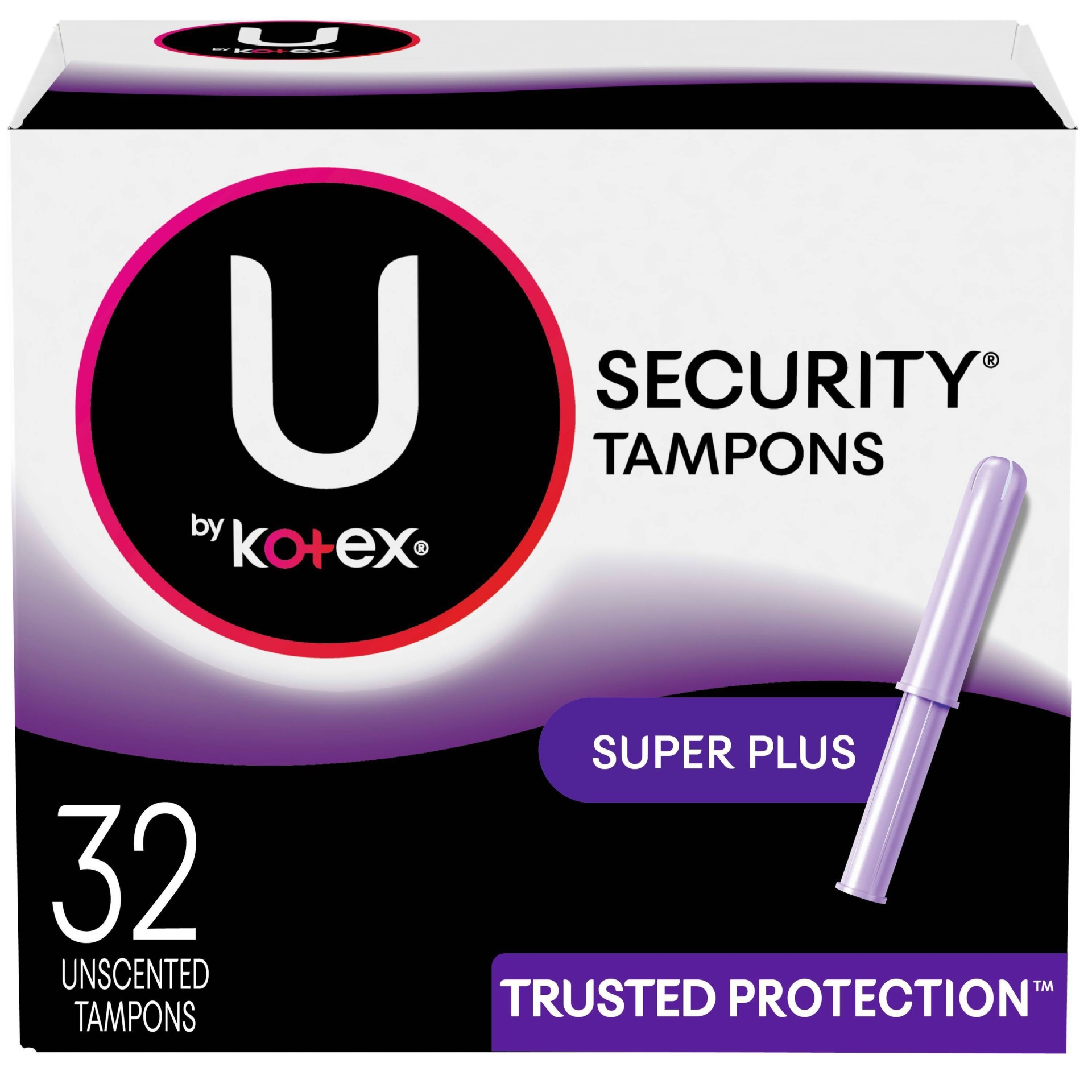 slide 1 of 5, U by Kotex Super Plus Premium Security Tampons, 32 ct