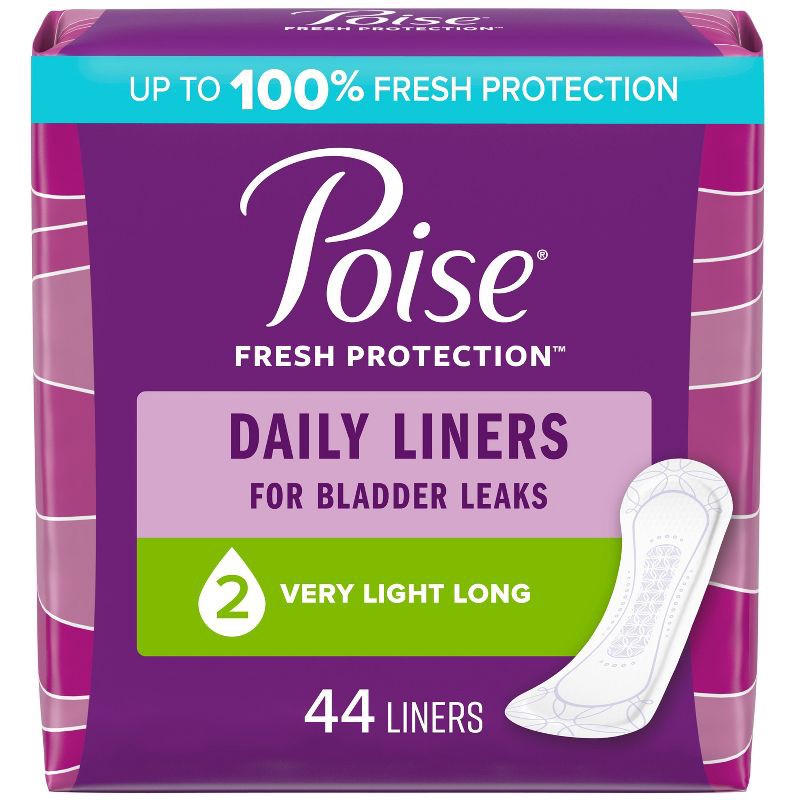 slide 1 of 7, Poise Daily Postpartum Incontinence Panty Liners - Very Light Absorbency - Long - 44ct, 44 ct
