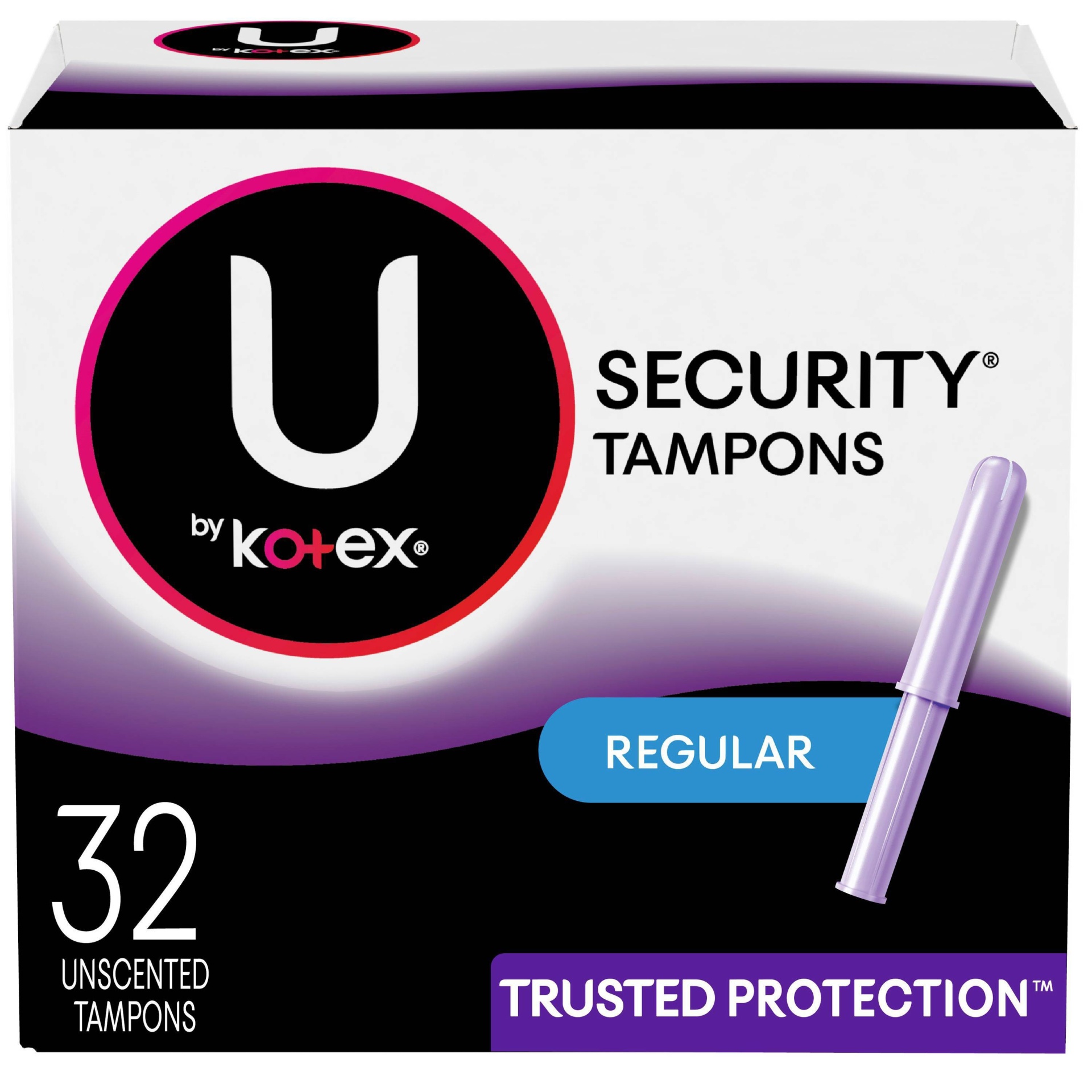 slide 1 of 5, U by Kotex Regular Premium Security Tampons, 32 ct