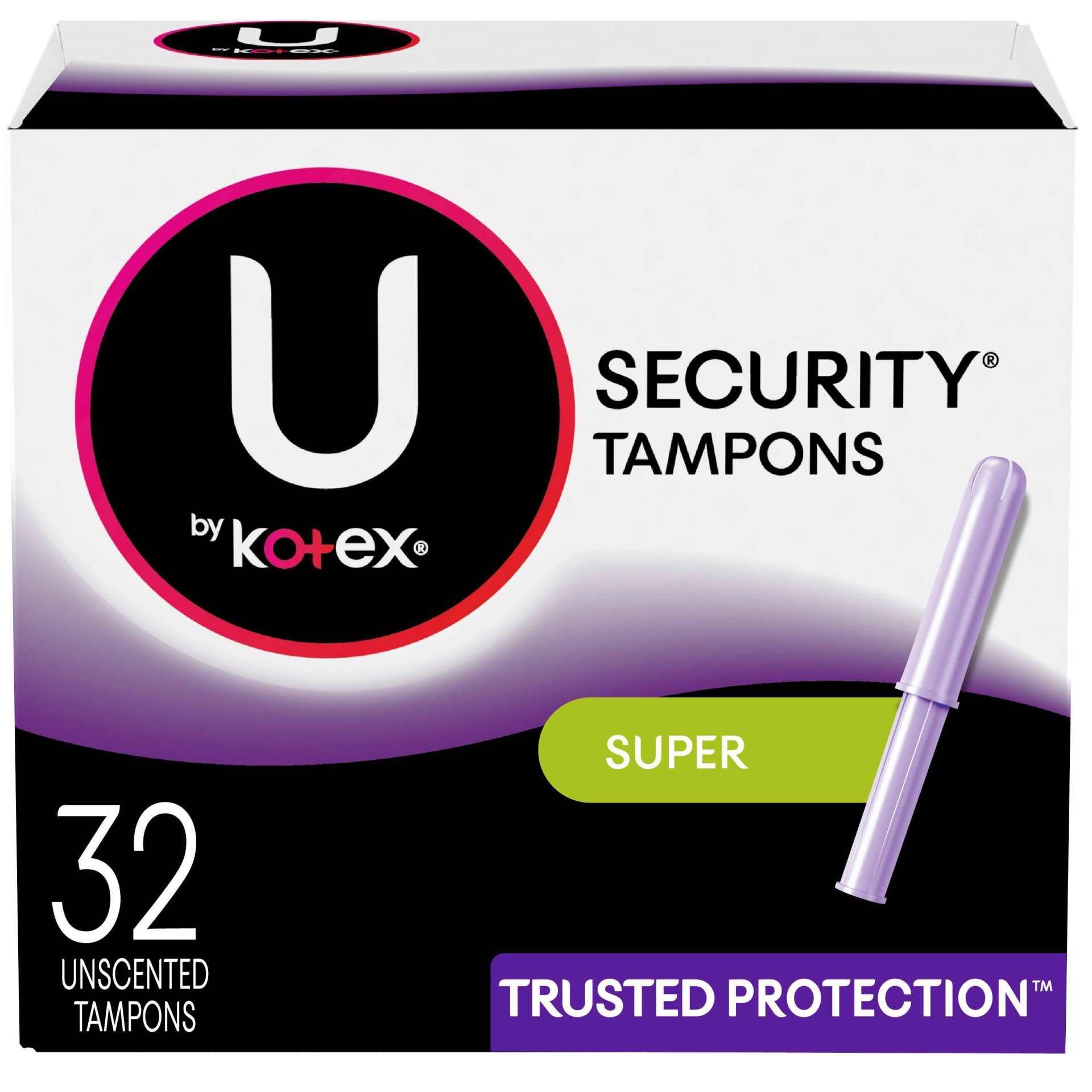 slide 1 of 2, U by Kotex Super Premium Security Tampons, 32 ct
