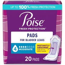 Poise Incontinence Pads for Women - Moderate Absorbency - 4 Drop - Regular - 20ct