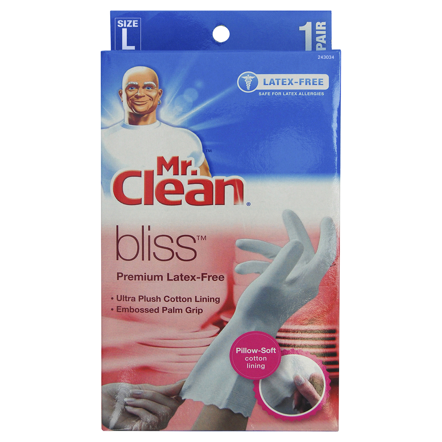slide 1 of 1, Mr. Clean Bliss Premium Latex-Free Size L Gloves 1 Pair, 1 ct