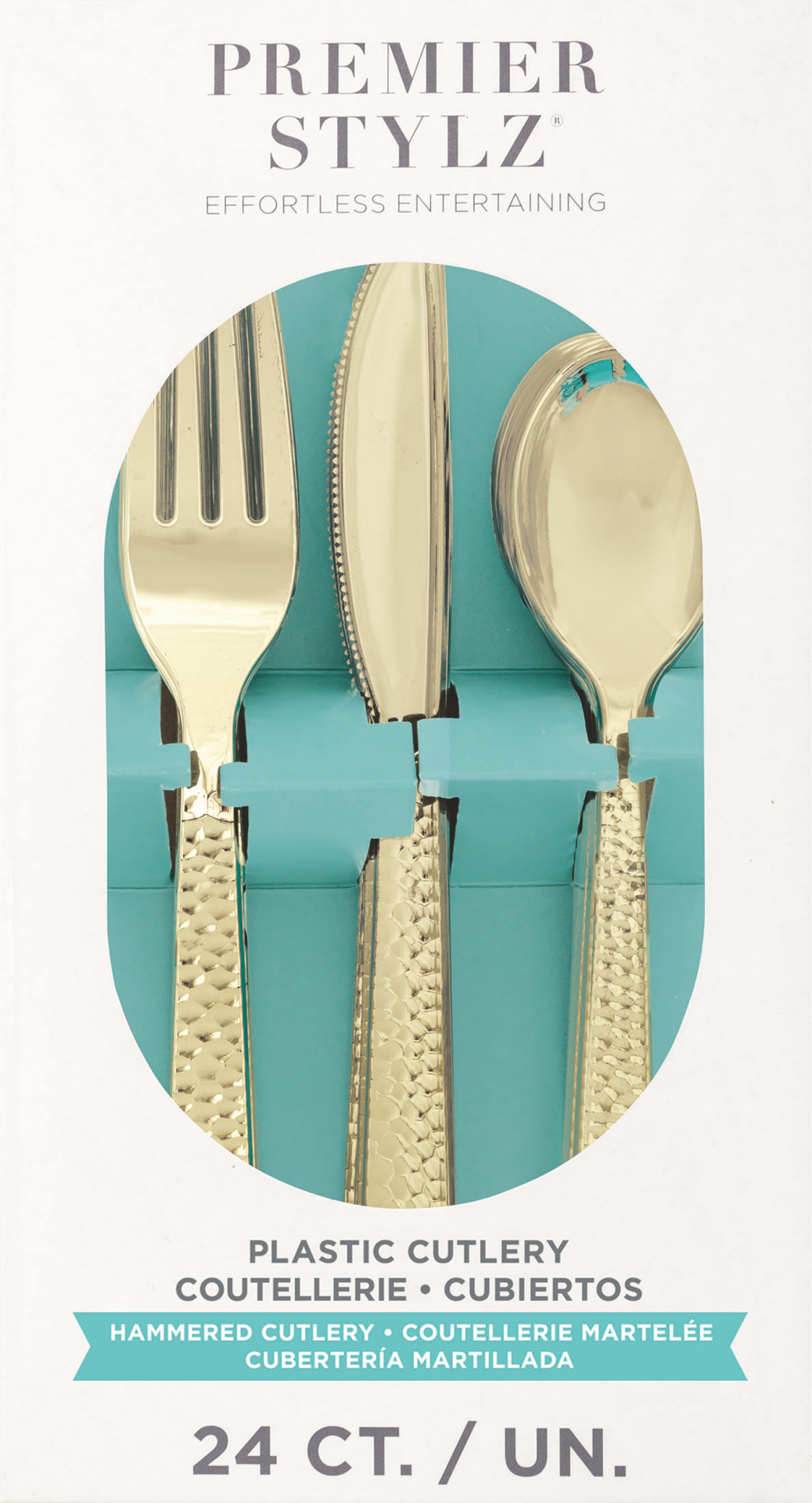 slide 1 of 1, Unique Hammered Gold Asst Cutlery, 24 ct