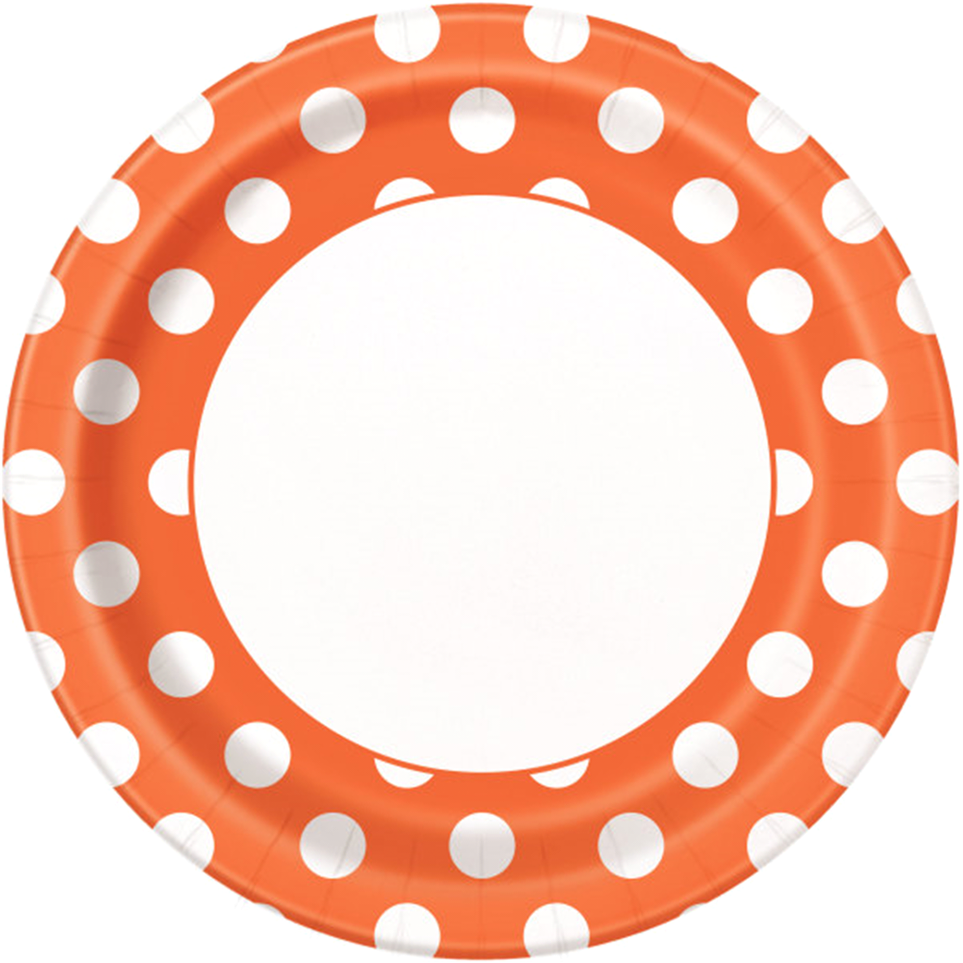 slide 1 of 1, Unique Industries Orange Dot 9" Plates, 8 ct