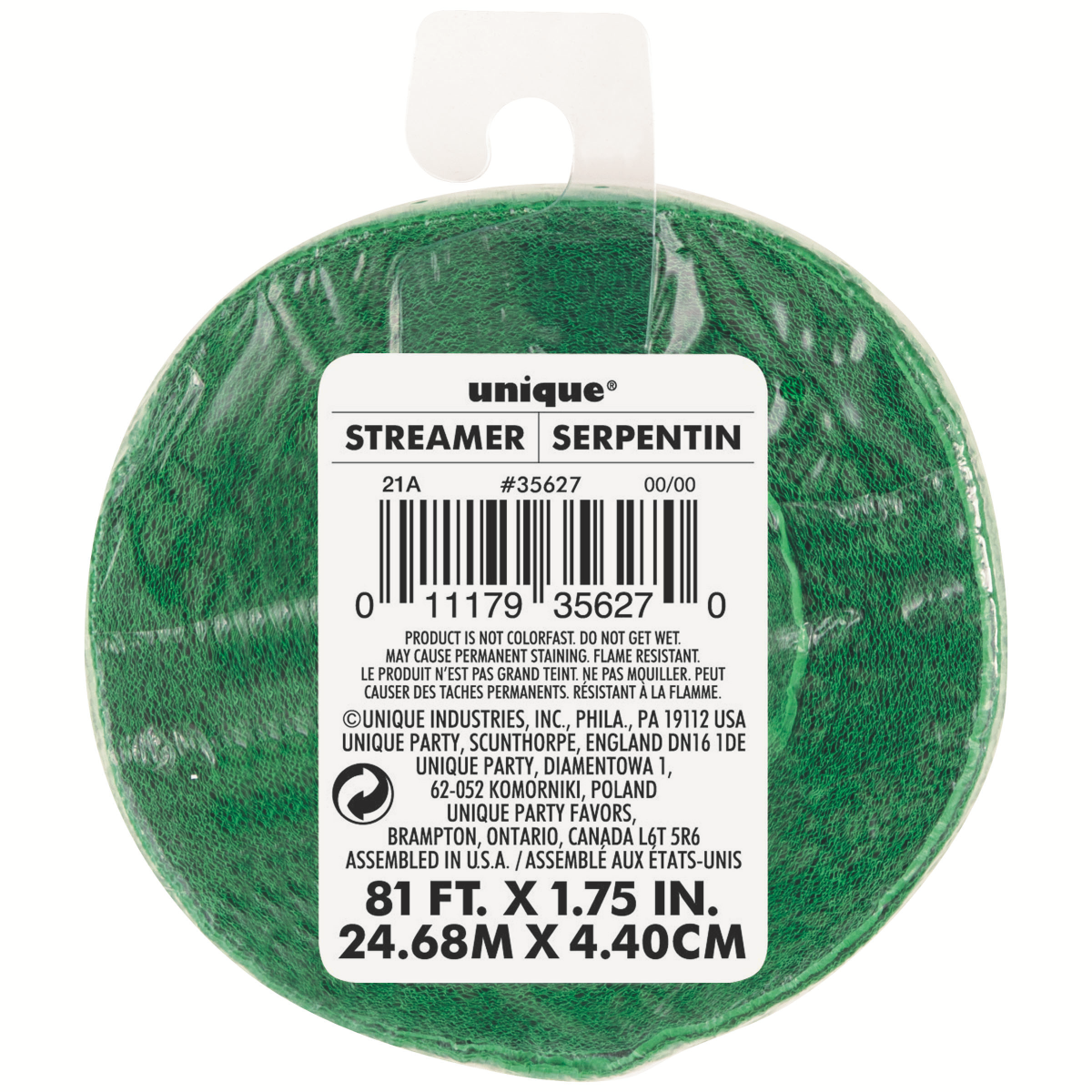 slide 2 of 2, Unique Emerald Green Crepe Streamer 81Ft, 81 ft