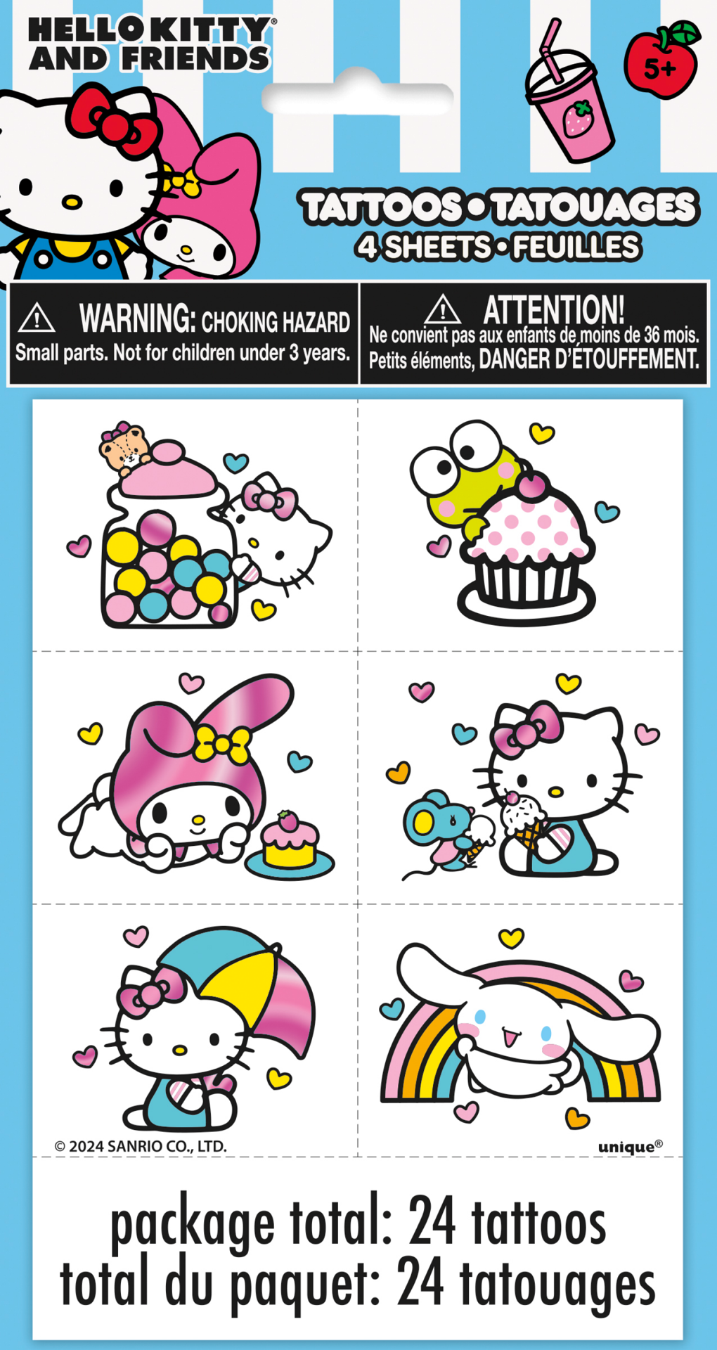 slide 1 of 1, Unique Hello Kitty And Friends Tattoo Sheet, 1 ct