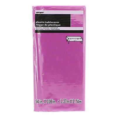 slide 1 of 1, Unique Industries Pretty Purple 54" x 108" Plastic Tablecover, 1 ct