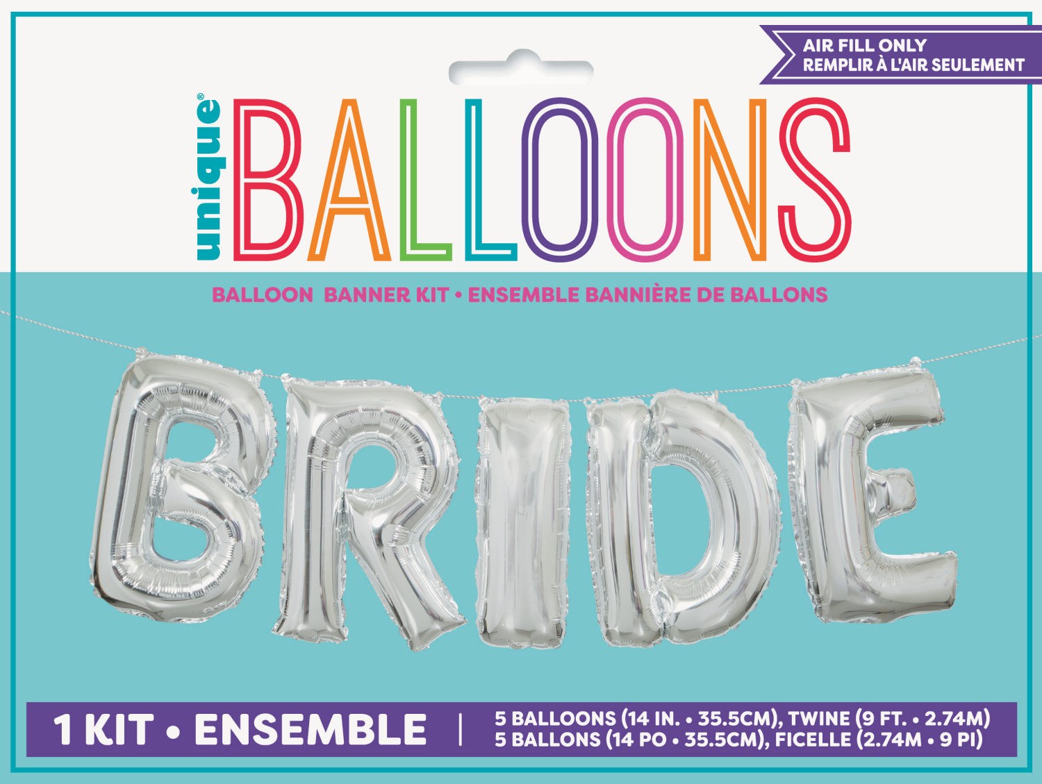 slide 1 of 1, Unique Foil Letter Banner Bride, Silver, 1 ct