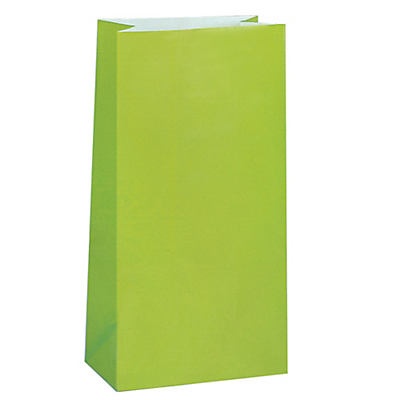 slide 1 of 1, Unique Industries Lime Green Paper Party Bags, 12 ct