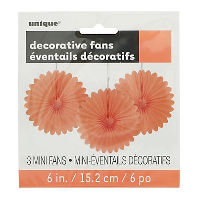 slide 1 of 1, Unique Industries Coral Decorative Fan 6 inches, 1 ct