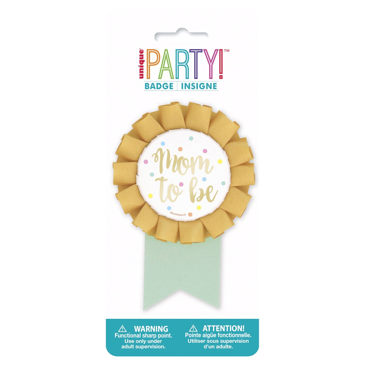 slide 2 of 2, Unique Mom to Be Foil Baby Shower Badge, 1 ct