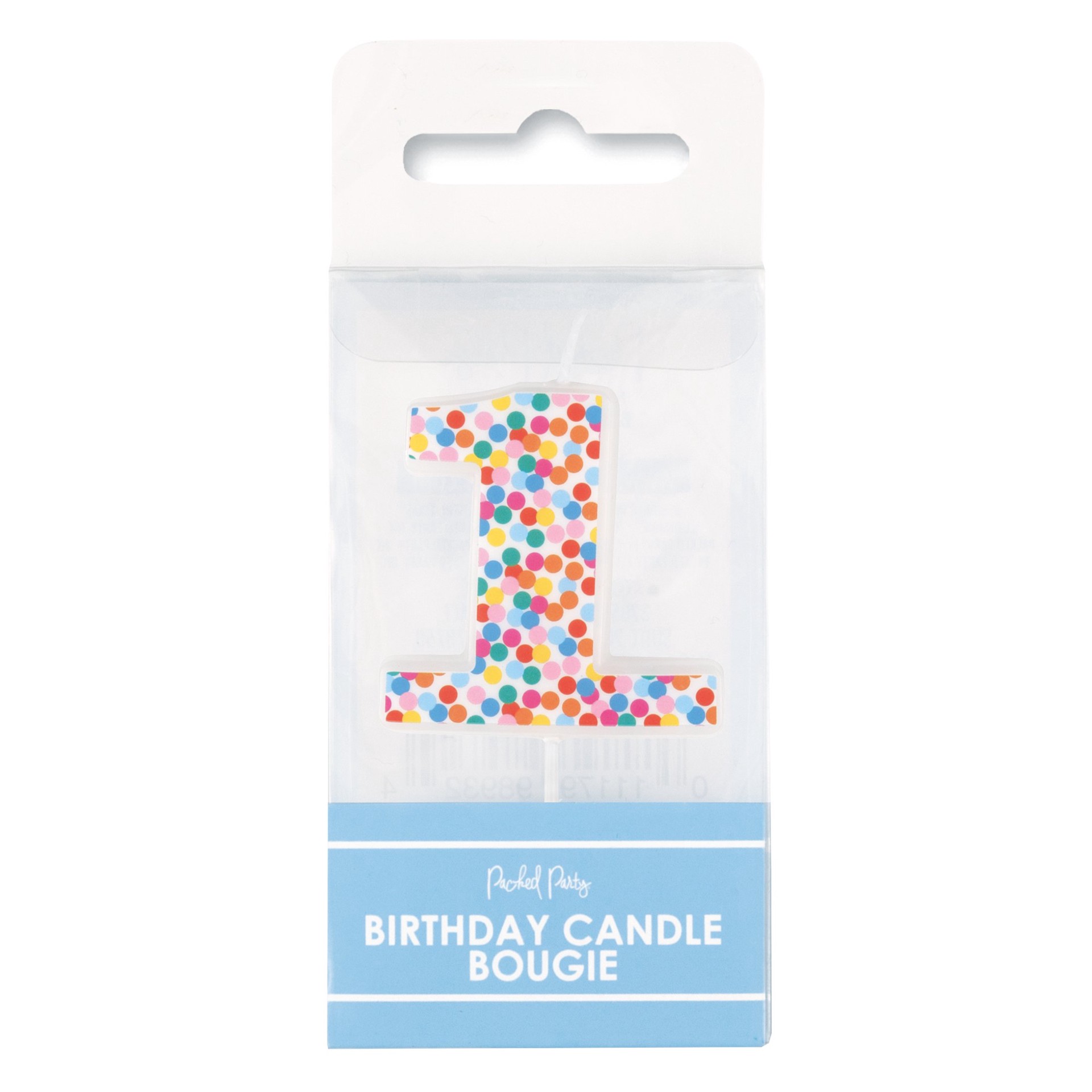 slide 1 of 1, Packed Party Number 1 Confetti Birthday Candle, 1 ct
