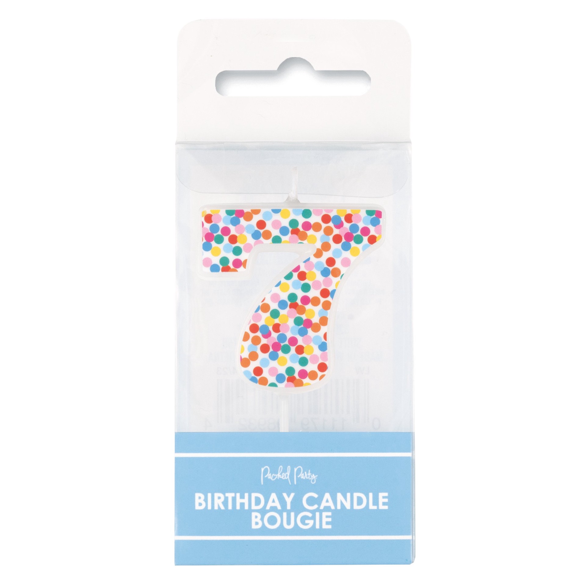 slide 1 of 1, Packed Party Number 7 Confetti Birthday Candle, 1 ct