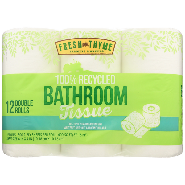 slide 1 of 1, Fresh Thyme Farmers Market 100% Recycled Bathroom Tissue, 1 ct