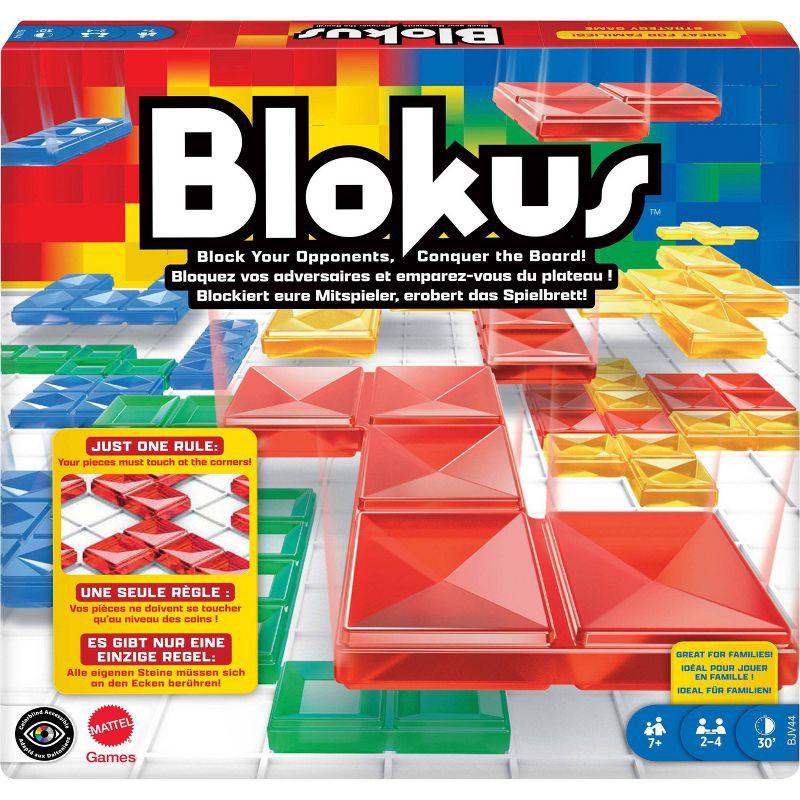 slide 1 of 6, Mattel Blokus Strategy Family Board Game for Kids & Adults with Color Blind Accessible Pieces & One Rule, 1 ct
