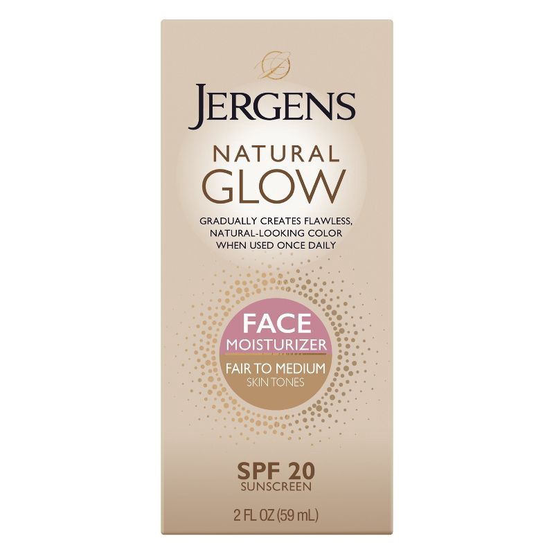 slide 1 of 9, Jergens Natural Glow Face Moisturizer Fair To Medium Tone, Self Tanner, Daily Face Sunscreen - SPF 20 - 2 fl oz, 0 x 2 fl oz