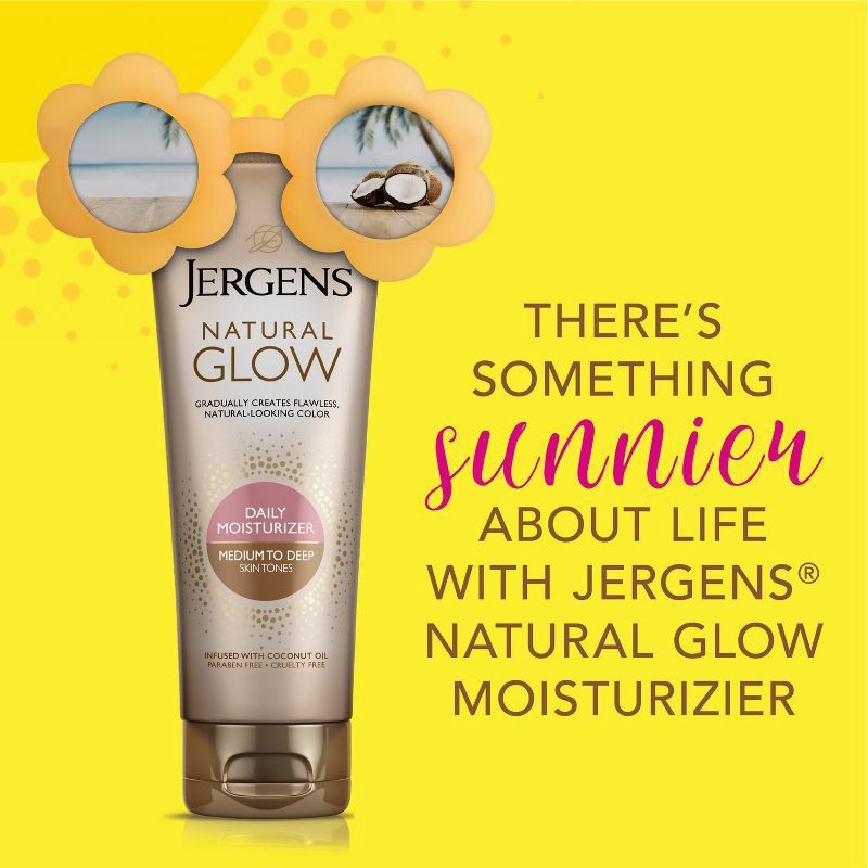 slide 5 of 8, Jergens Natural Glow Daily Moisturizer Medium To Tan, Self Tanner Body Lotion, Sunless Tanning - 7.5 fl oz, 7.5 fl oz