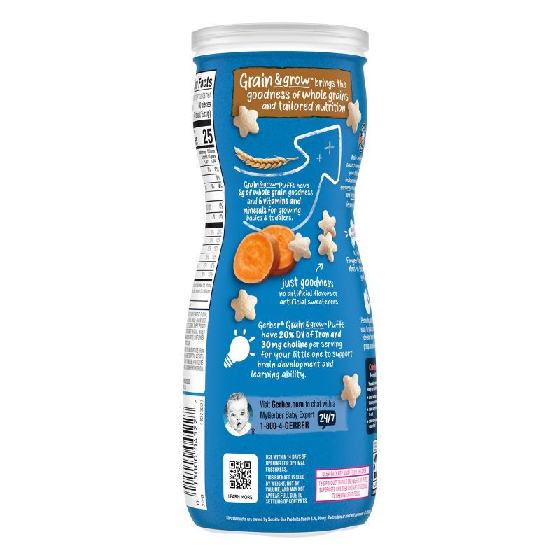 slide 2 of 7, Gerber Baby Food Sweet Potato Puffs Baby Snacks - 1.48oz, 1.48 oz