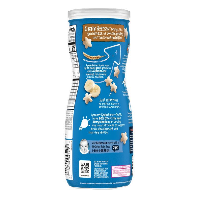 slide 2 of 9, Gerber Baby Food Banana Puffs Baby Snack - 1.48oz, 1.48 oz