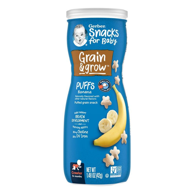 slide 1 of 9, Gerber Baby Food Banana Puffs Baby Snack - 1.48oz, 1.48 oz