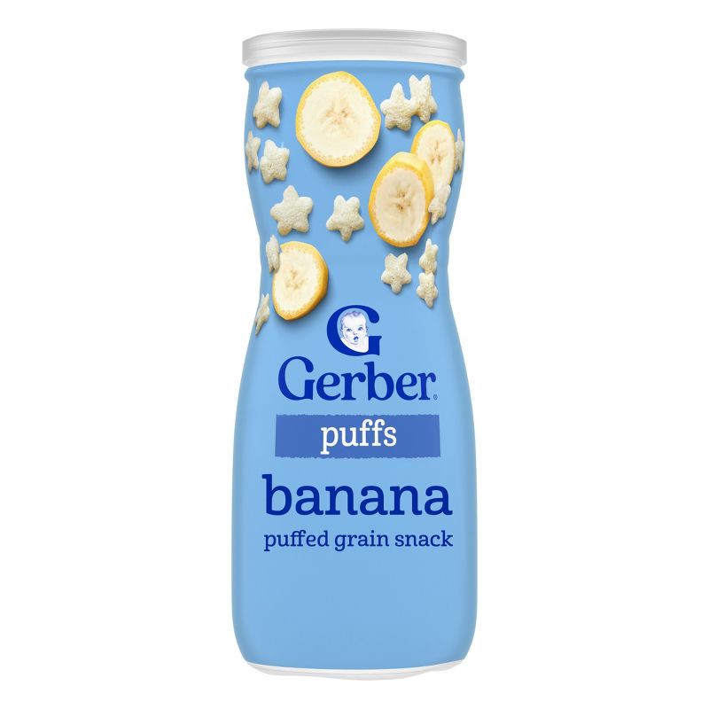 slide 1 of 9, Gerber Non-GMO Baby Food Puffs Banana Baby Snacks for 8 Months - 1 Year Old - 1.48oz, 1.48 oz