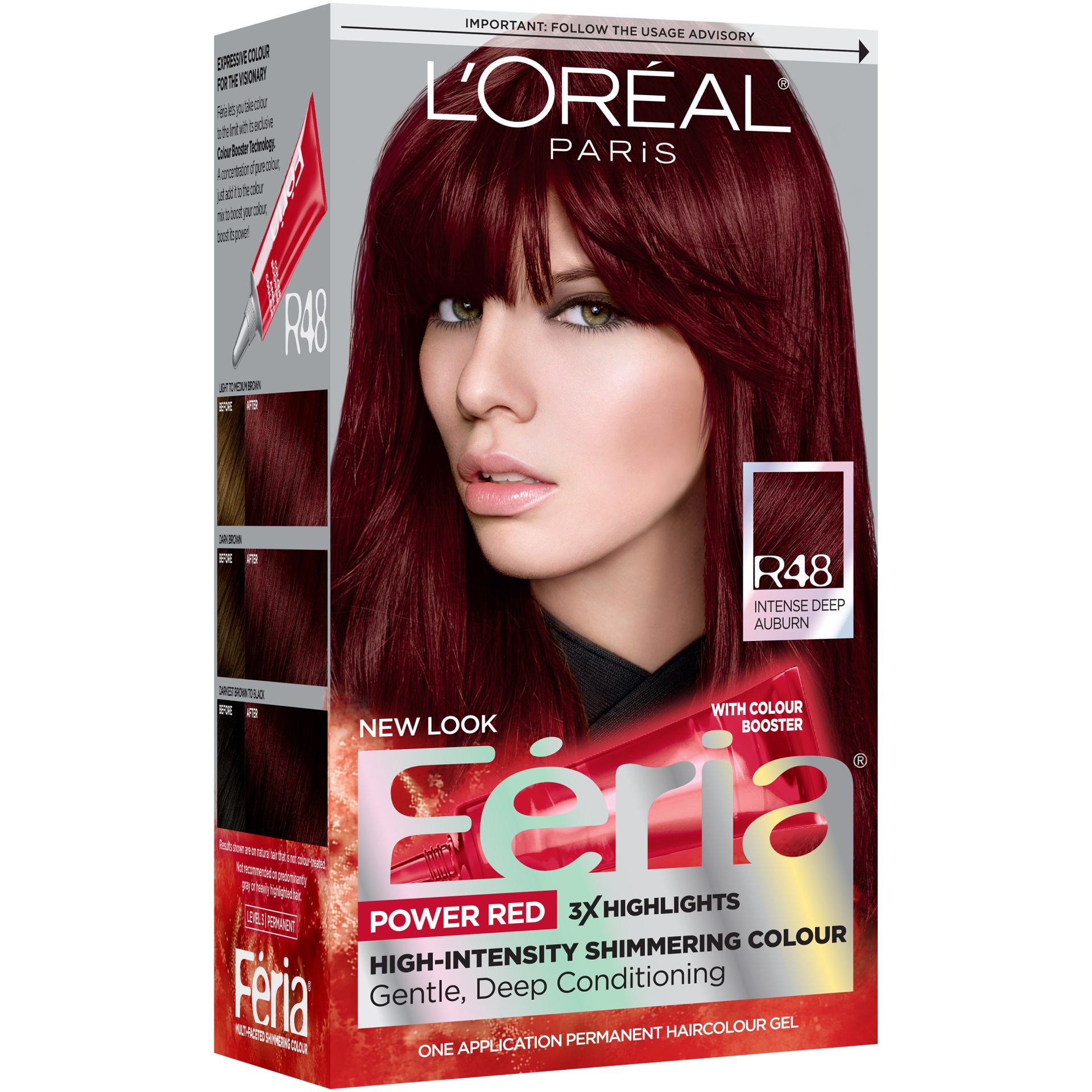 slide 3 of 7, L'Oréal Fería Intense Deep Auburn R48 Permanent Haircolour Gel 1 ea, 1 ct