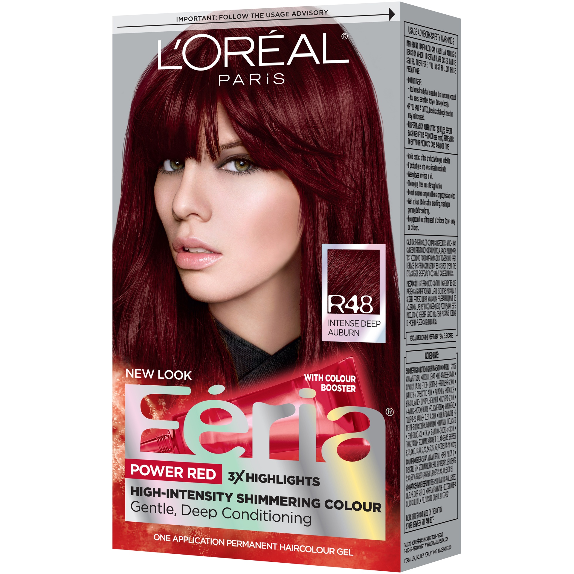 slide 4 of 7, L'Oréal Fería Intense Deep Auburn R48 Permanent Haircolour Gel 1 ea, 1 ct