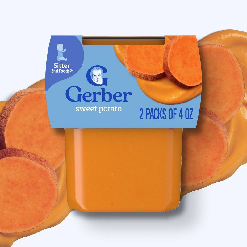 slide 4 of 9, Gerber Non-GMO Baby Food Stage 2 Sweet Potato Puree Tub - 2ct/4oz Each, 2 ct; 4 oz