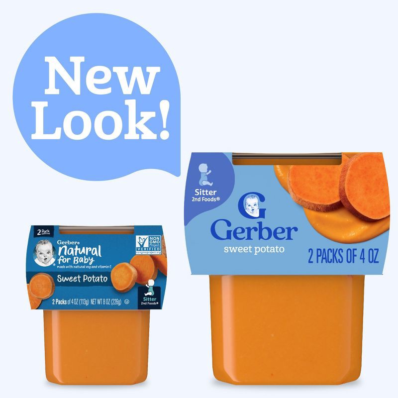 slide 2 of 9, Gerber Baby Food Stage 2 Sweet Potato Puree Tub - 2ct/4oz Each, 2 ct; 4 oz