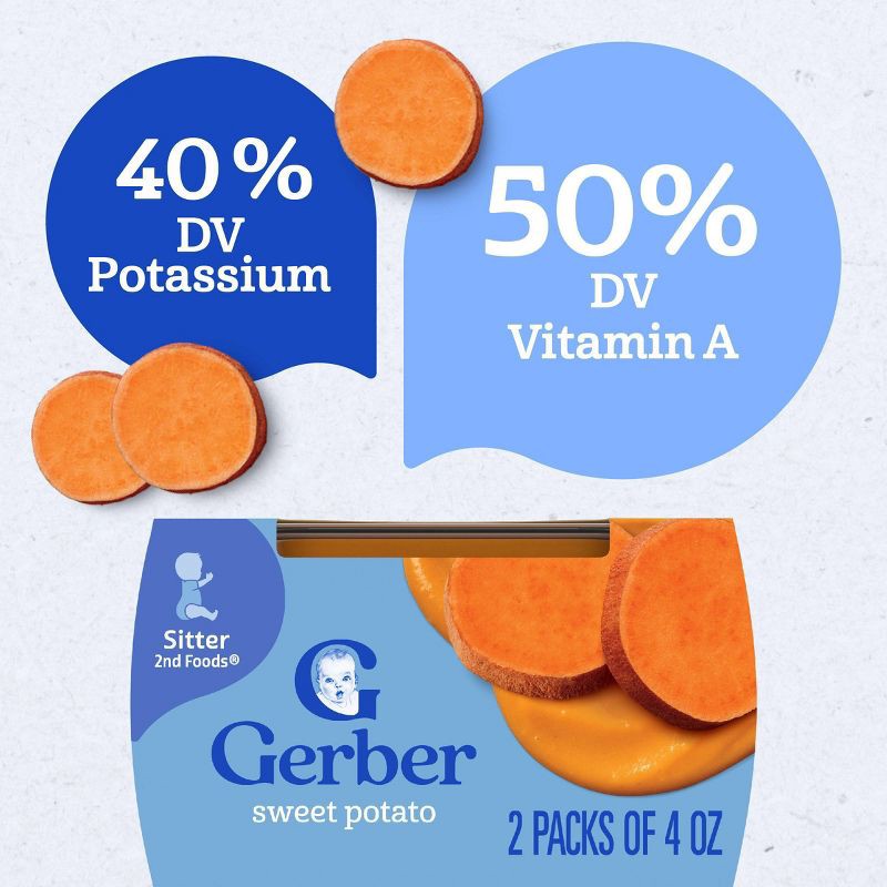 slide 9 of 9, Gerber Non-GMO Baby Food Stage 2 Sweet Potato Puree Tub - 2ct/4oz Each, 2 ct; 4 oz
