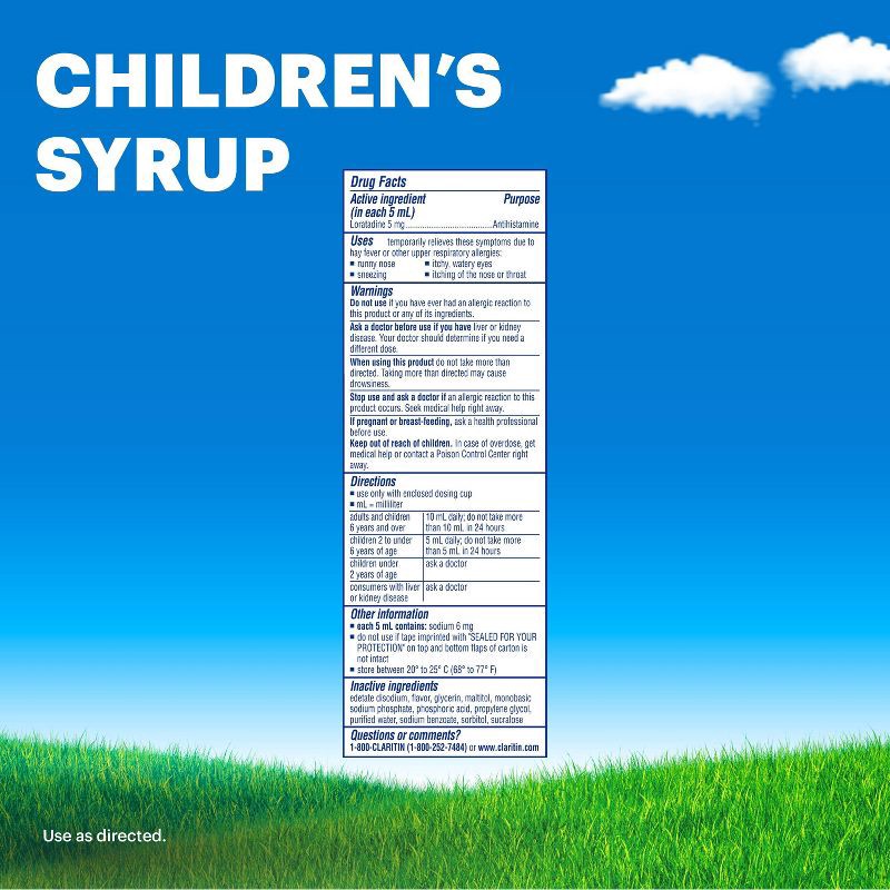 slide 10 of 10, Children's Claritin Loratadine Allergy Relief 24 Hour Non-Drowsy Grape Liquid - 4 fl oz, 4 fl oz