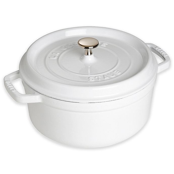 slide 1 of 1, Staub Round Cocotte - White, 5.5 qt