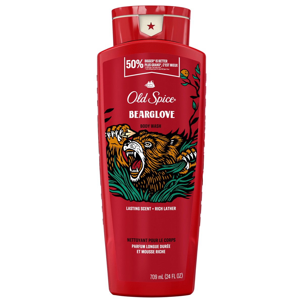 slide 1 of 4, Old Spice Cleansing Body Wash for Men, 24/7 Shower Clean with Lasting Scent, 2 in 1 Face and Body Wash, Rich Lather, Bearglove, Crisp Orchard Scent, 24oz, 24 fl oz