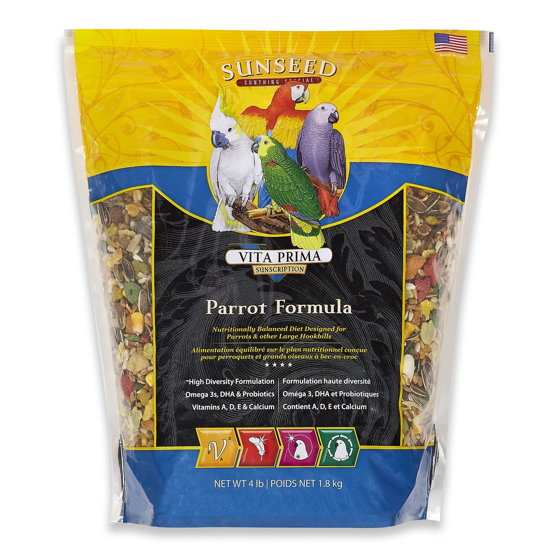 slide 1 of 1, Sunseed Vita Prima Sunscription Parrot Food, 4 lb