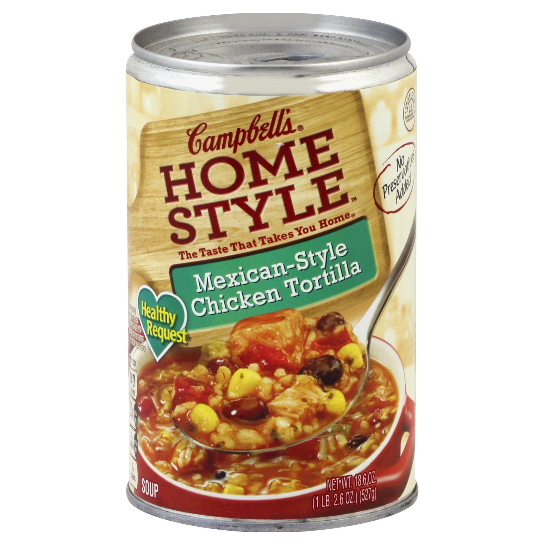 slide 1 of 4, Campbell's Homestyle Healthy Request Soup, Mexican Style Chicken Tortilla Soup, 18.6 Oz Can, 18.6 oz