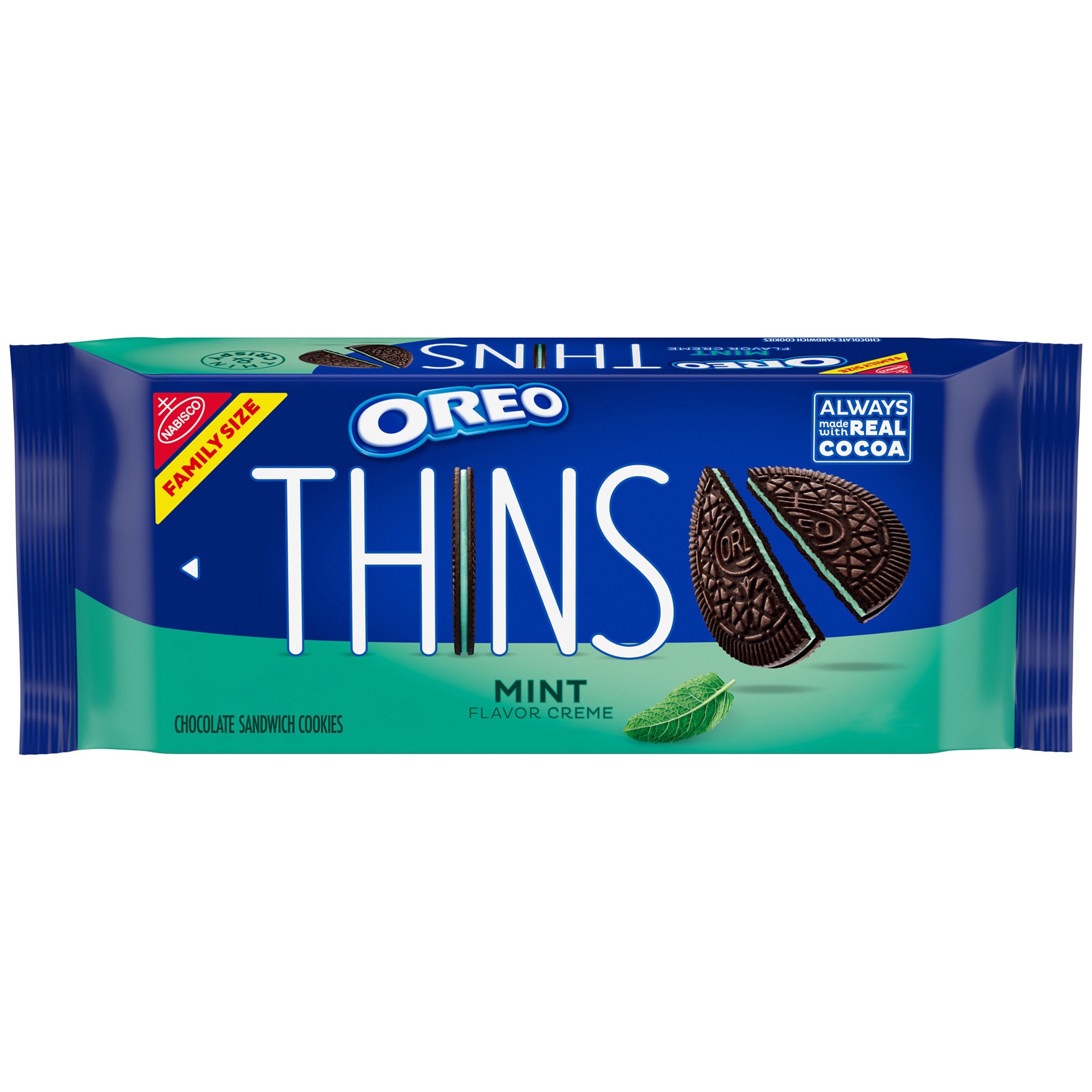 slide 1 of 13, OREO Thins Mint Creme Chocolate Sandwich Cookies, Family Size, 11.78 oz, 11.78 oz