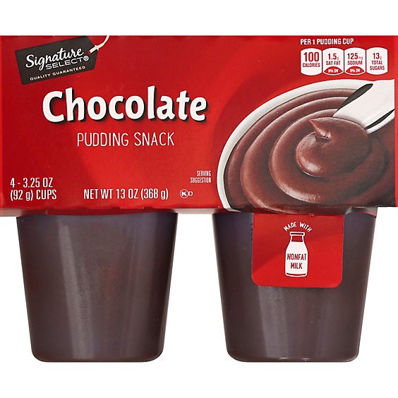 slide 1 of 1, Signature Select Chocolate Pudding Snack - 4-3.25 Oz, 4 ct; 3.25 oz