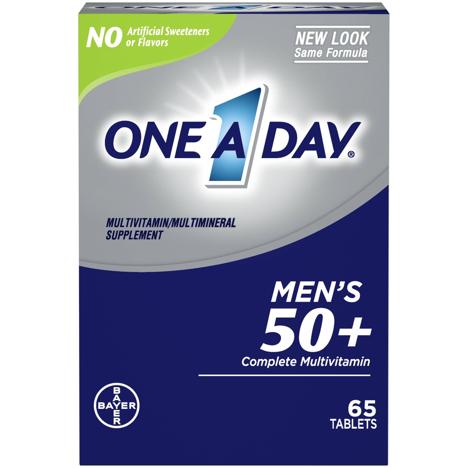 slide 1 of 7, One A Day Men's 50+ Health Advantage Multivitamin / Multimineral Dietary Supplement Tablets, 65 ct