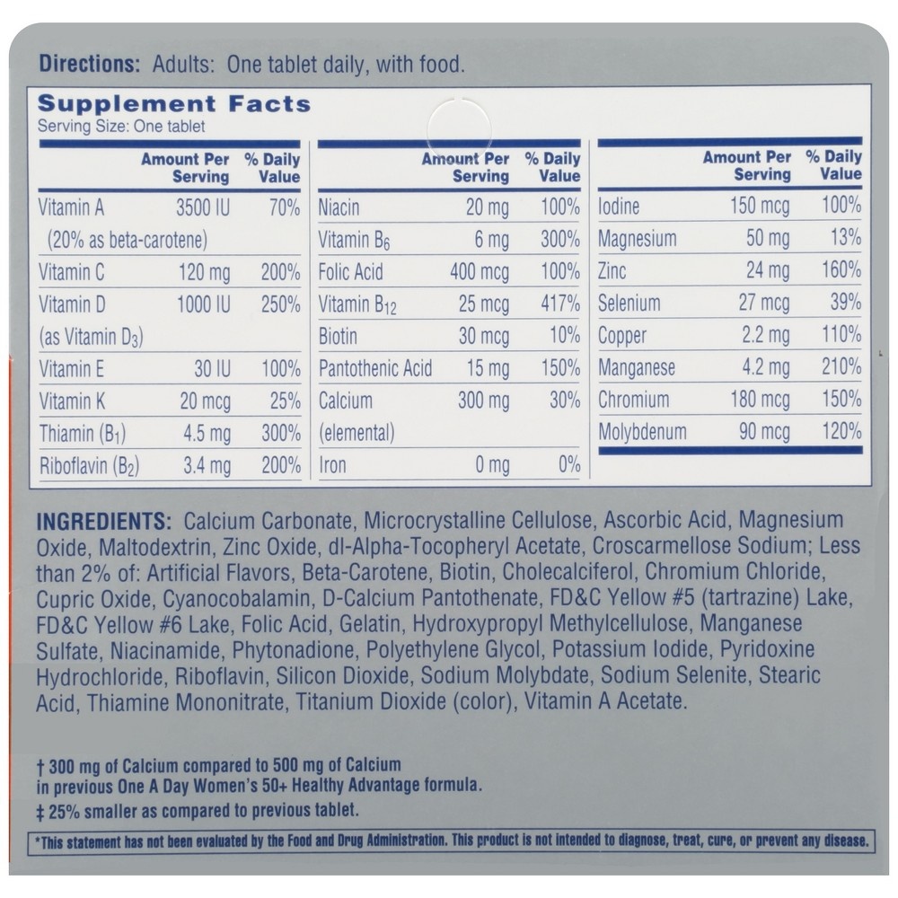 slide 5 of 7, One A Day Women's 50+ Health Advantage Multivitamin / Multimineral Dietary Supplement Tablets, 65 ct