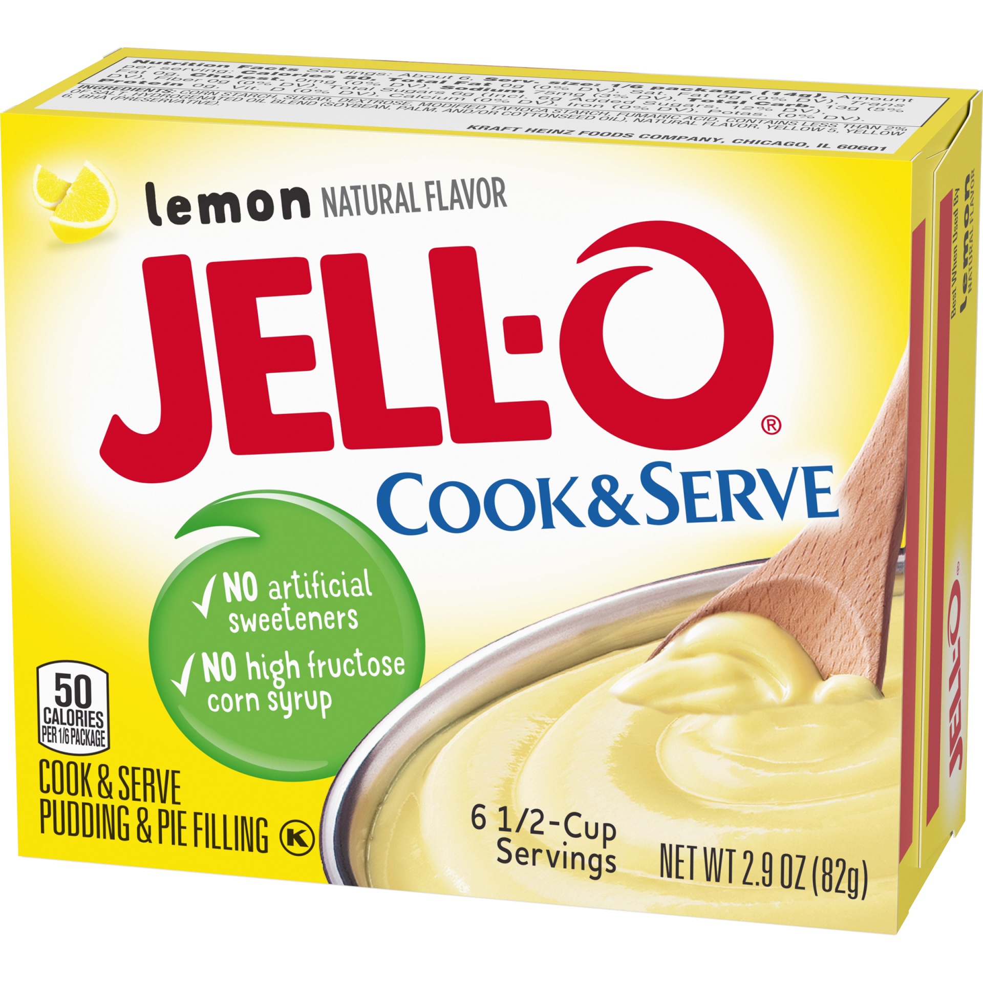 slide 7 of 10, Jell-O Cook & Serve Lemon Naturally Flavored Pudding & Pie Filling Mix, 2.9 oz Box, 