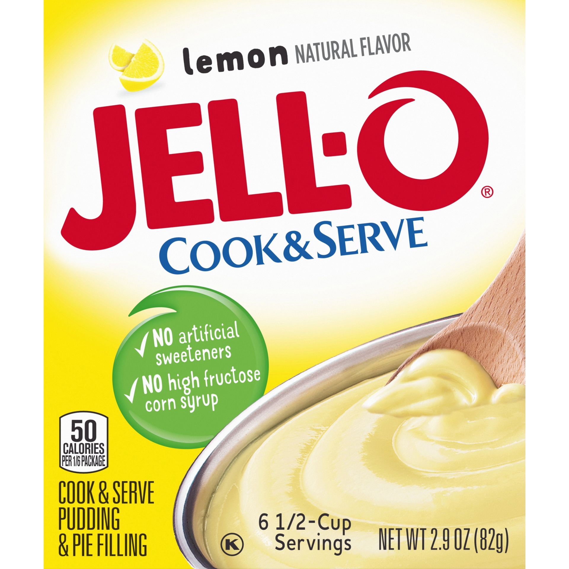 slide 8 of 10, Jell-O Cook & Serve Lemon Naturally Flavored Pudding & Pie Filling Mix, 2.9 oz Box, 
