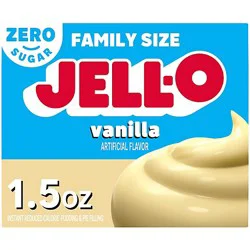Jell-O Vanilla Artificially Flavored Zero Sugar Instant Reduced Calorie Pudding & Pie Filling Mix Family Size - 1.5 Oz