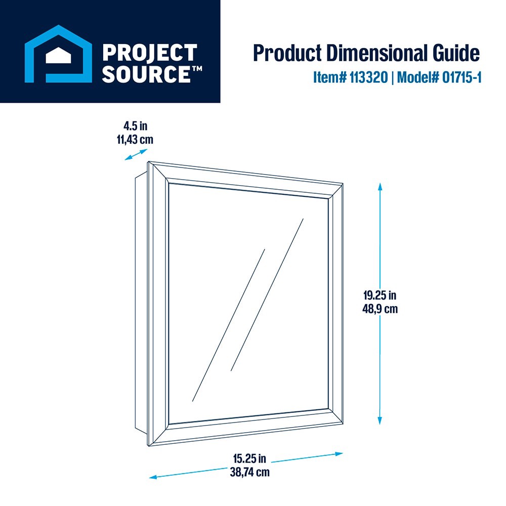 slide 5 of 6, Project Source 15.25-in x 19.25-in Surface Mount True White Mirrored Rectangle Medicine Cabinet, 1 ct
