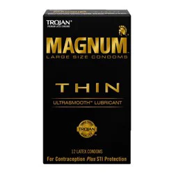 Trojan Magnum Thin Large Size Lubricated Condoms - 12ct
