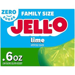 Jell-O Lime Artificially Flavored Zero Sugar Low Calorie Gelatin Dessert Mix Family Size - 0.6 Oz