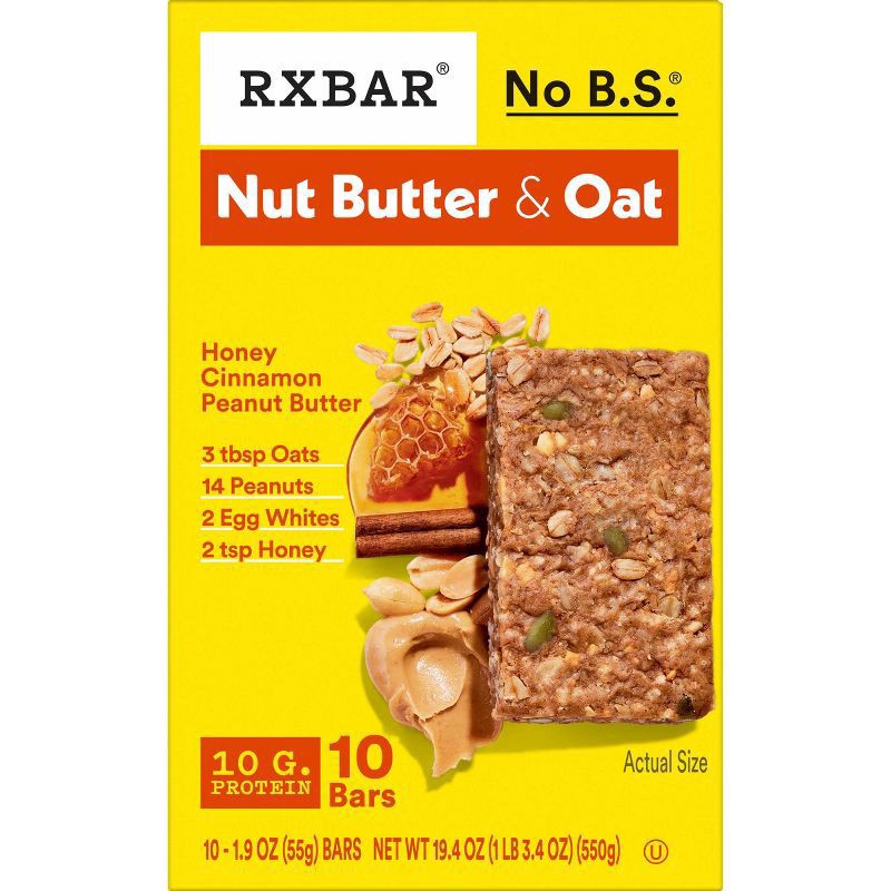 slide 11 of 11, RXBAR Honey Cinnamon Peanut Butter 19.4oz, 10 ct