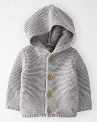 Littleplanet Baby Organic Cotton Signature Stitch Cardigan - Grey - 6M