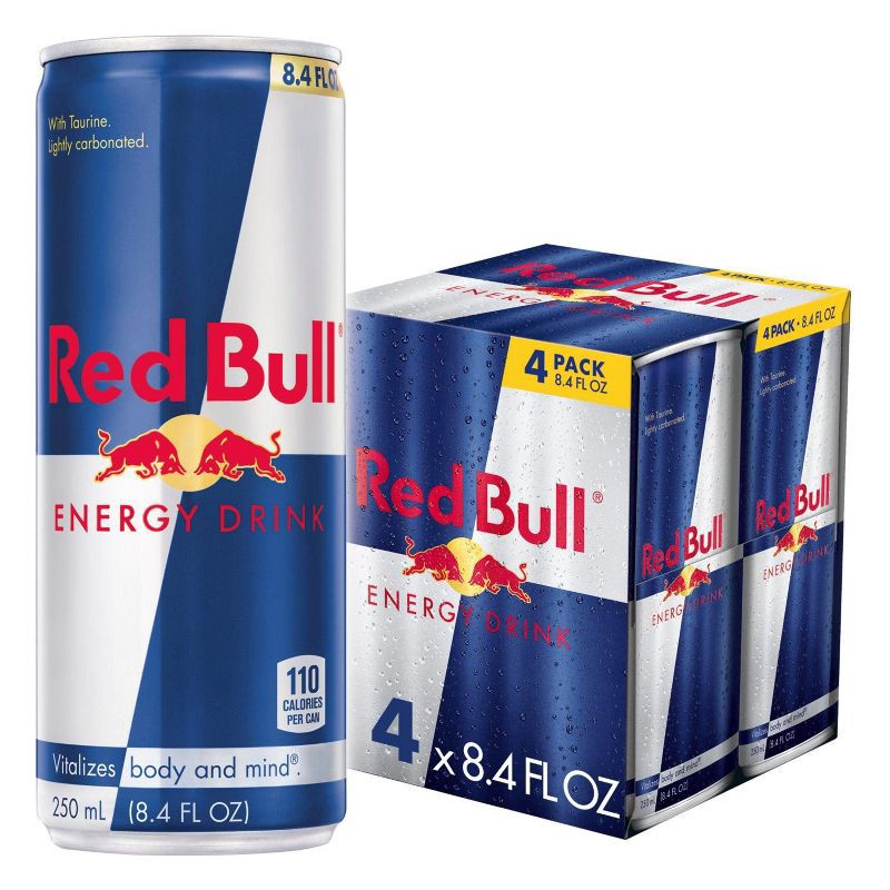 slide 1 of 11, Red Bull Energy Drink - 4pk/8.4 fl oz Cans, 4 ct; 8.4 fl oz