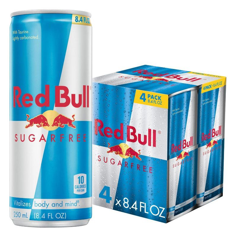 slide 1 of 12, Red Bull Sugar Free Energy Drink - 4pk/8.4 fl oz Cans, 4 ct; 8.4 fl oz